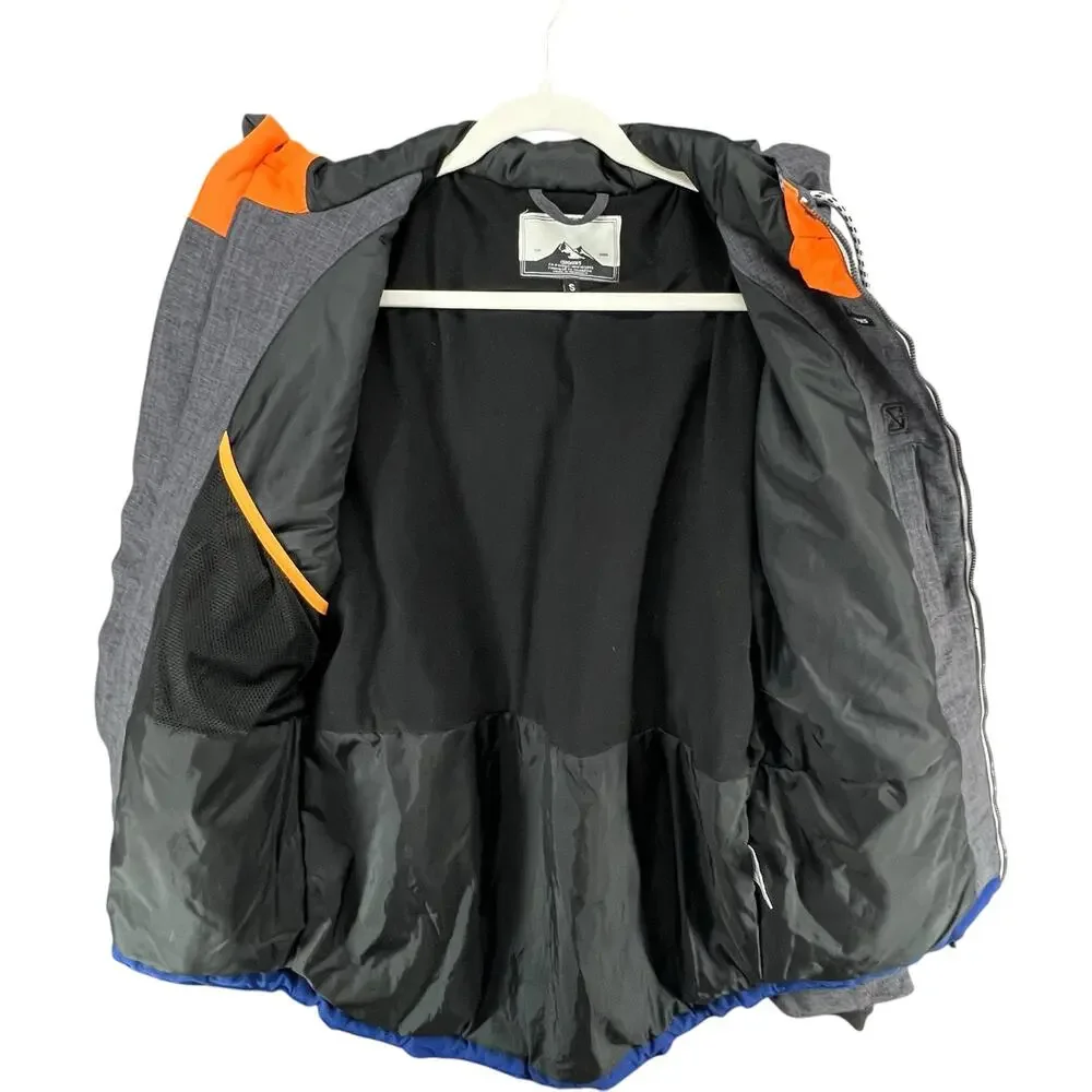 Nomis Ski Snowboard‎ Jacket Mens S Gray Blue Red Hooded Full Zip Parka Winter